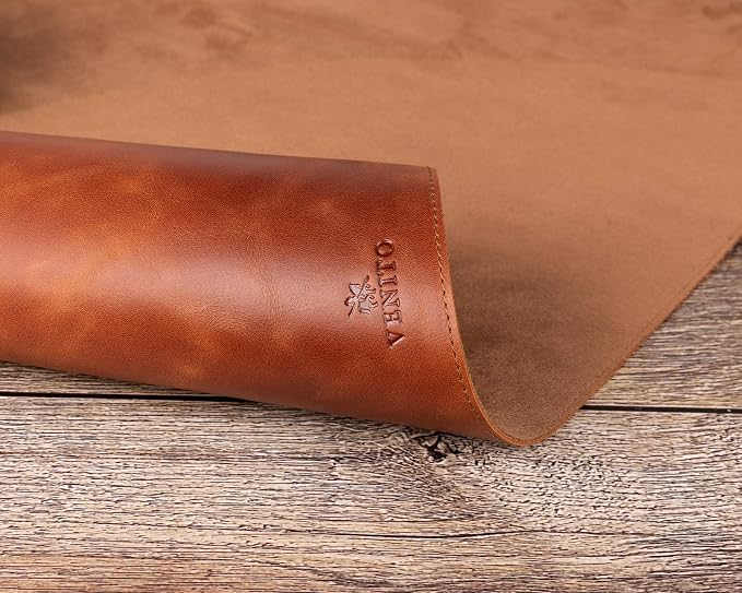 Premium Leather Desk Mat (36 X 19 inch) - Large Mouse Mat for Home Office Accessories (Antique Brown)*