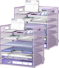 Daltack 6-Tier Paper Organizer for Desk with Handle, Purple, 2 Pack | Sturdy Metal Mesh Organizer with Movable Middle Trays and a Carry Handle for Papers, Folders and Office Supplies