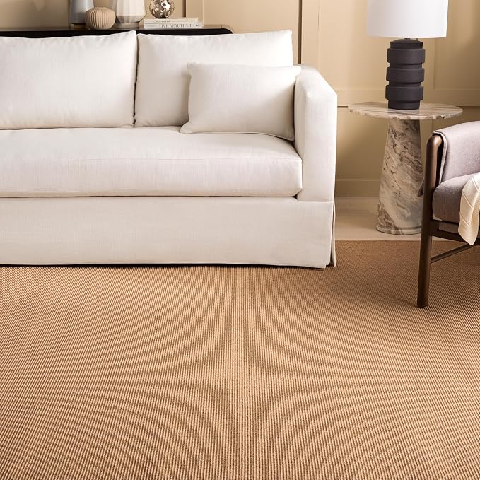 Martha Stewart x SAFAVIEH Area Rug Collection - 6' x 9', Beige, Sisal & Jute, Farmhouse Style, Ideal for Living Room, Bedroom, Office, Dining Space (MSR9501B)