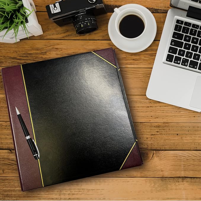 Performore Professional Luxor 3 Ring Binder 1.5 Inch Locking Slant Angle D-Rings, Maroon Turned Edge Flat, Durable Heavy Duty Presentation Folder Binder for Documents Paper Files Projects