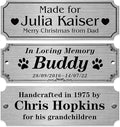 Caramel Sweet Life Personalized Name Plates, Silver Engraved Plaque, Stainless Steel Trophy Plates Engraved, Custom Name Plate with Adhesive Backing or Screws, 3" W x 1" H
