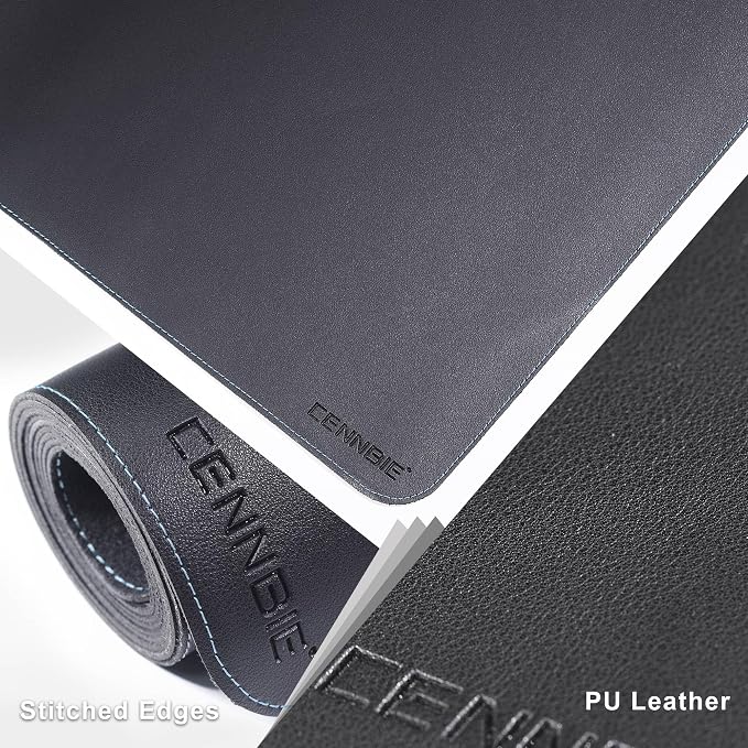 CENNBIE Leather Desk Mat Protector, 59" x 16"Desk Mat on top of desks | Premium Stitched Edges Resist Wear. Waterproof, Non-Slip & Easy To Clean. Protects Desk From Scratches. For Office & Home.