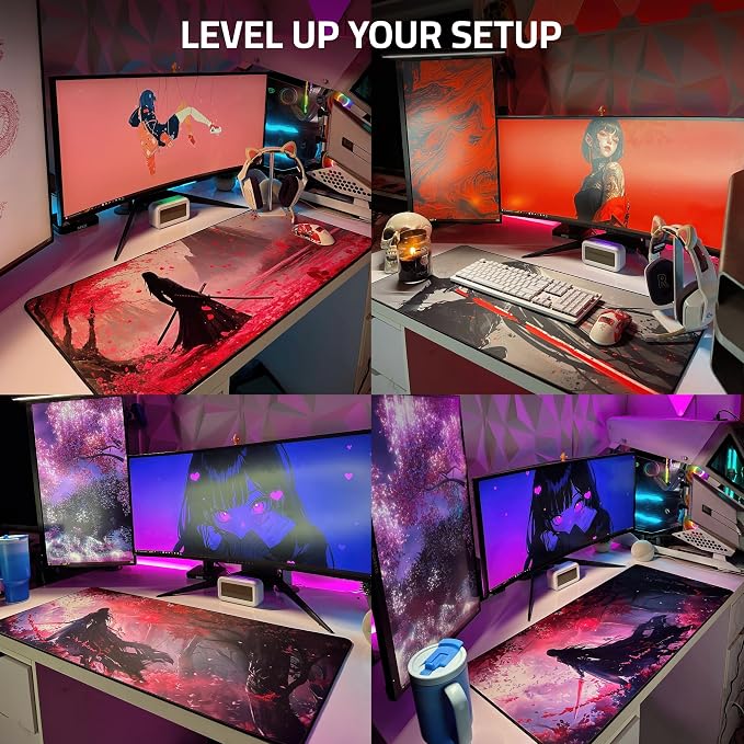 XXL Anime Gaming Mouse Pad 35.4 x 15.7 inch - Water-Resistant | Stitched Edges - Large XL Mousepad for Desk - Gamer Accessories Big Full Deskpad Mat Game Mousepads Deskmat