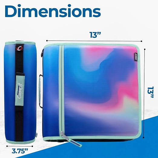 Case-it Zipper Binder | 3-Inch O-Rings | 600-Sheet | D-146 Northern Lights | Mighty Zip Tab, 5-Subject Expanding File Folder, Multiple Pockets, Storage Organizer, Shoulder Strap, School & Office
