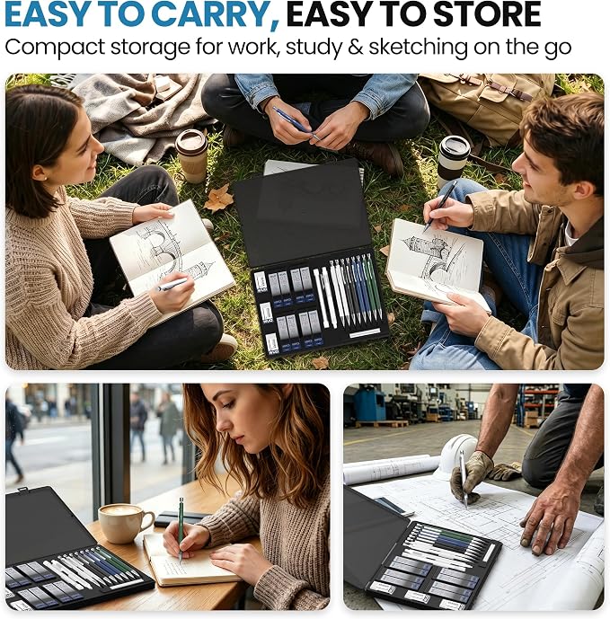 WUO 0.5 & 0.7 mm Mechanical Pencils with Eraser Pen Storage Case, 8 PCS