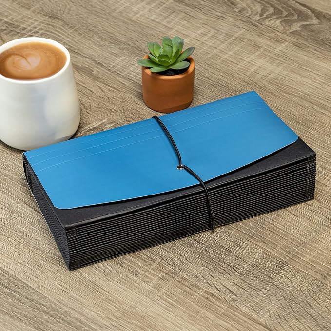 Smead Two-Way Handy Organizer File, 21 Pockets, Alphabetic (A-Z) and Monthly (Jan-Dec), Flap and Elastic Cord Closure, Blue/Black (70506), Letter (Pack of 12)