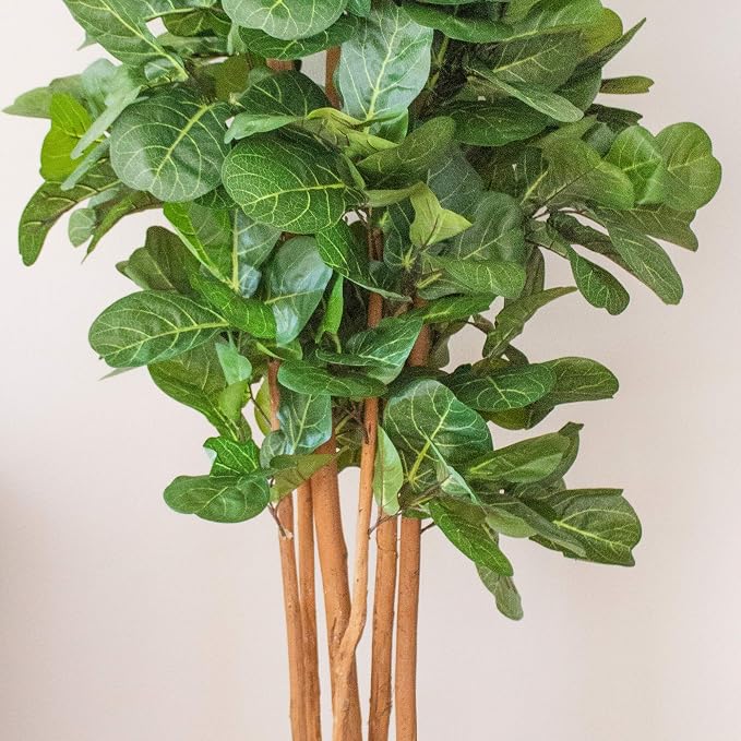 Nearly Natural 7 ft Artificial Fiddle Leaf Fig Tree with Nursery Pot | Lush Deep-Green Foliage, Maintenance-Free, Sturdy Nursery Pot, Ideal for Home or Office Decor