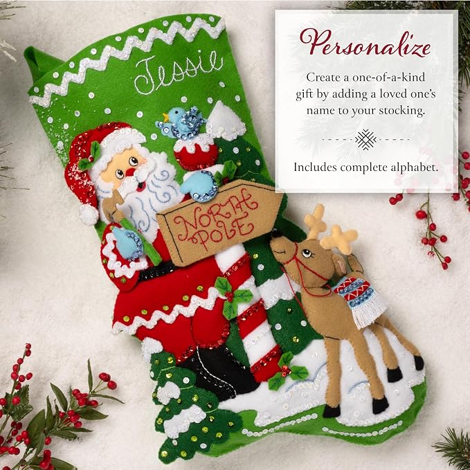Bucilla, Felt Applique 18" Stocking Making Kit, North Pole This Way