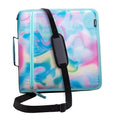 Case-it School Zipper Binder | 3-Inch O-Rings | 600-Sheet | D-146 Aqua | Mighty Zip Tab, 5-Color Tab Expanding File Folder, Multiple Pockets, Shoulder Strap, Iridescent Pastel Design, Office