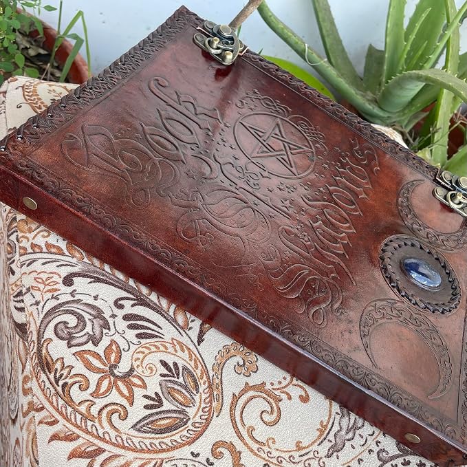 Personalized Leather Ring Binder, Portfolio for Men, 3 Ring with 1 Inch Ring Leather Binder, Customized Book of Shadow, Home, School and Office Supplies Folder Organizer (Brown, No Engraving)