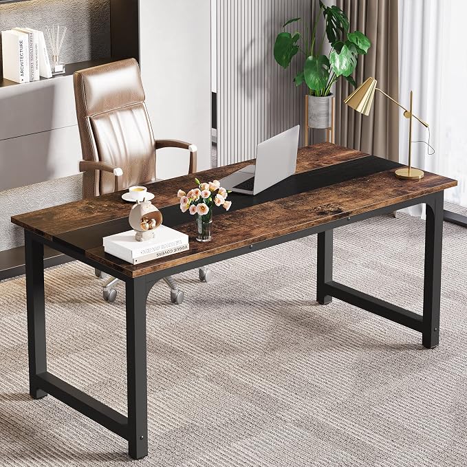 LITTLE TREE 70.8 Inch Large Executive Office Desk, Simple Computer Workstation with 31.5 inch Wide Desktop for Home Office