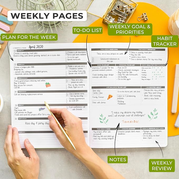 Clever Fox Planner PRO – Weekly & Monthly Life Planner to Increase Productivity, Time Management and Hit Your Goals, 8.5x11″ (Lime Green)