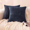 Amazon Basics Chenille Throw Pillow Covers, Home Decor Cushion Cover for Bedroom Living Room Couch Bed, 20" W × 20" L, Navy Blue