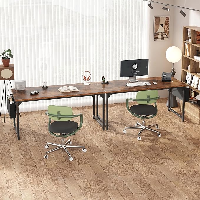 OLIXIS Computer Desk, 63 Inch Gaming Desks for Home Office Small Spaces | Writing Study Craft Work Table, Computer Workstation for Bedroom with Storage Bag, Rustic Brown