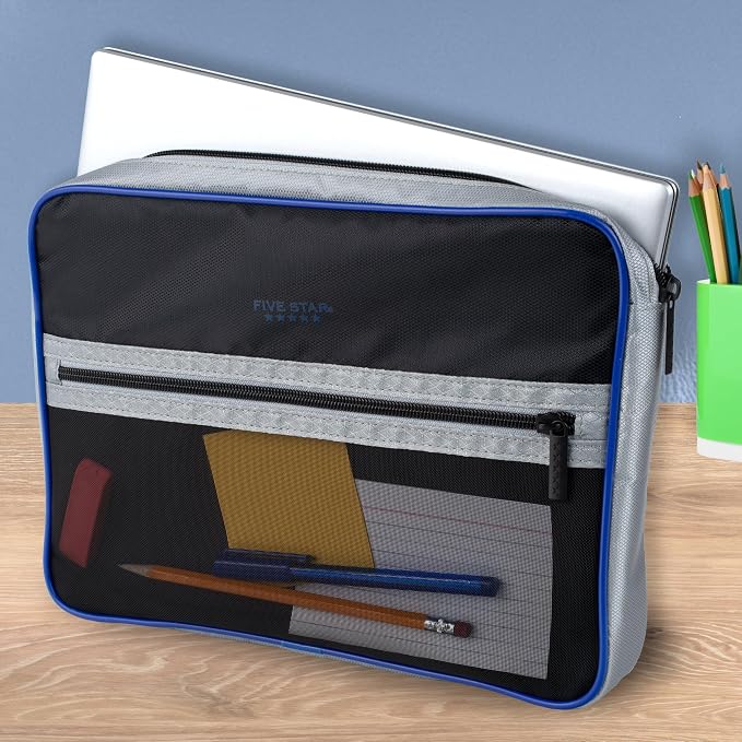 Five Star Zipper Binder, 3-Inch D-Ring Case Binder, 850-Sheet Capacity, Multiple Pockets, Front 5-Tab Expanding File, Removable Padded Case and Shoulder Strap, Urban Eclipse (292960J)