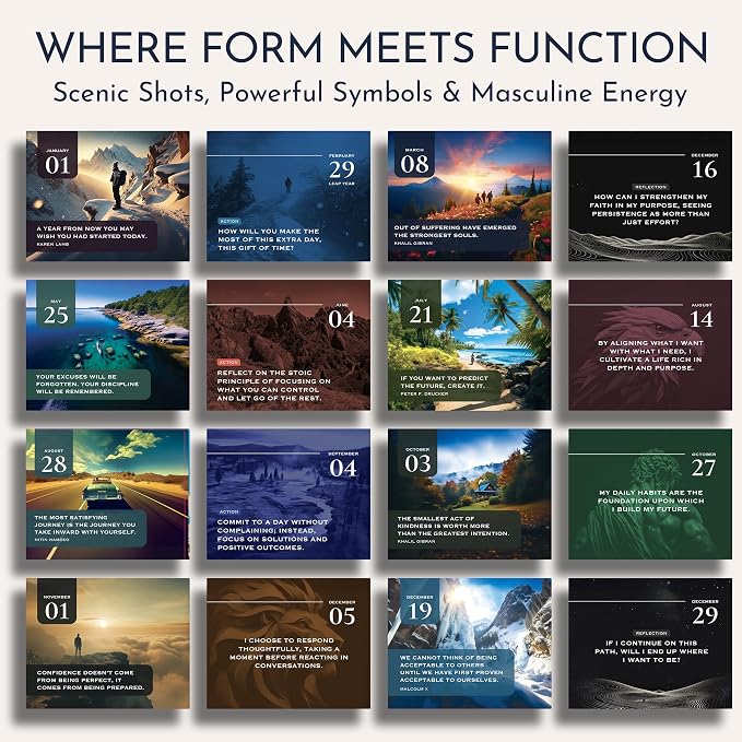 Daily Affirmations for Men, Motivational Desk Flip Calendar, 366 Quotes | Inspirational Gifts for Men, Perpetual Motivational Flip Calendar, Executive Desk Decor, Daily Quotes & Mindset Motivation