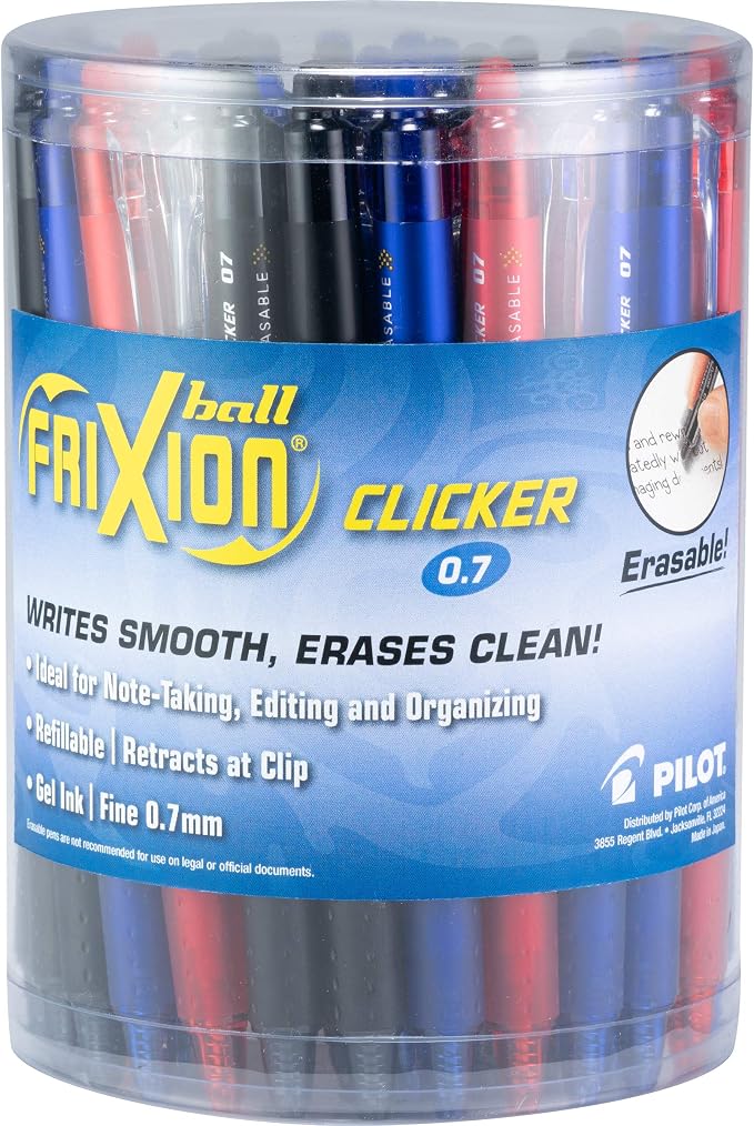 PILOT FriXion Clicker Erasable Gel Pens, Fine Point (0.7mm), 36-Pack