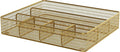 Martha Stewart Ryder Mesh Metal 6-Compartment Drawer Organizer, Gold | Steel Mesh, Gold Finish