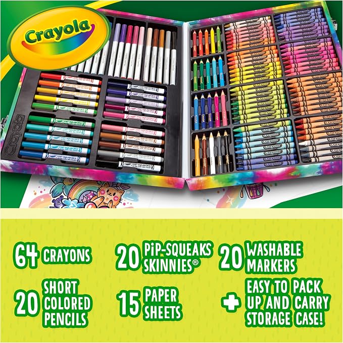 Crayola Inspiration Art Case Coloring Set - Tie-Dye (140ct), Art Supplies Set For Kids, Travel Drawing Kit, Gift for Girls & Boys, Ages 5+ [Amazon Exclusive]