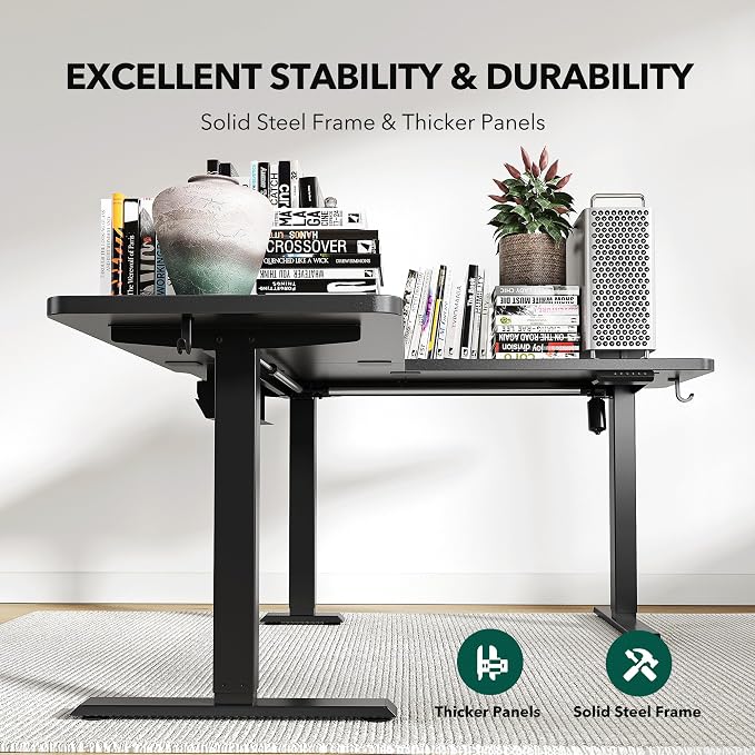 Cubiker L Shaped Standing Desk - 63 x 55 Inch Electric Adjustable Height Corner Standing Desk, Ergonomic Sit Stand Up Table with 3 Memory Buttons, Splice Board for Home Office, Black