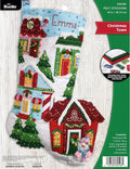 Bucilla Felt Applique 18" Stocking Making Kit, Christmas Town, Perfect for DIY Arts and Crafts, 89528E