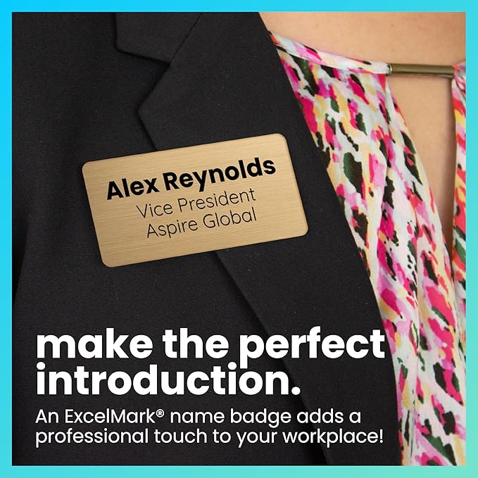 ExcelMark Custom Name Tag - Engraved Name Badge with Pin or Magnetic Backing, 16 Colors, 6 Fonts, and 2 Sizes to Choose from (White w/Red Letters, 1.5"x 3")