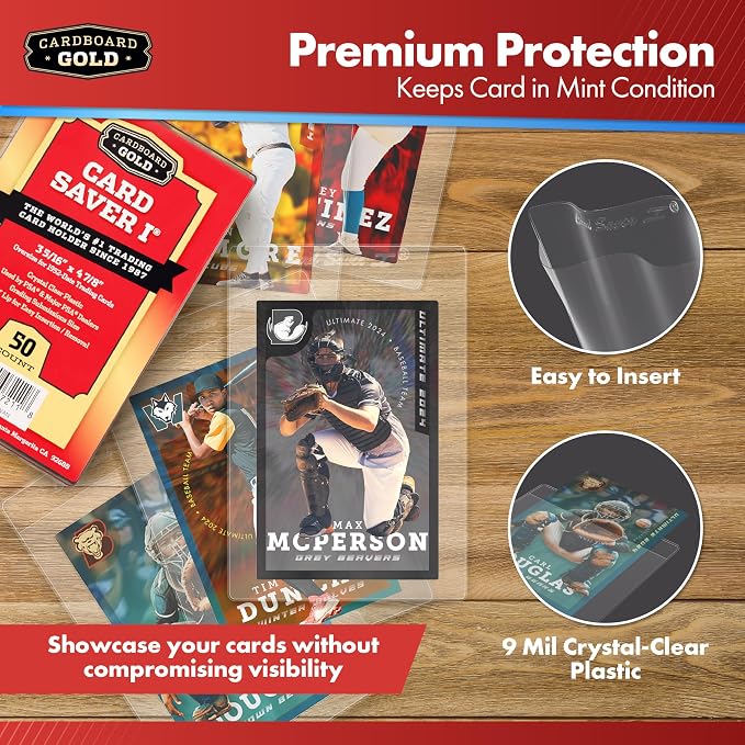 Cardboard Gold Card Saver 1 - Semi Rigid Card Holders - 2000 Count | PSA BGS SGC Grading Submissions, Acid-Free Polypropylene Protectors, Trading Baseball Sleeves, Binder Storage Compatible