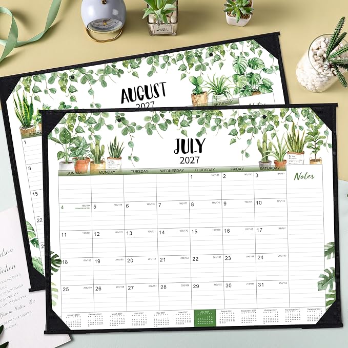 2027 Desk Calendar - Large Desk Calendar 2027 22x17, Jan. 2027 - Dec. 2027, 2027 Large Calendar, 12 Months, Corner Protectors - Plants