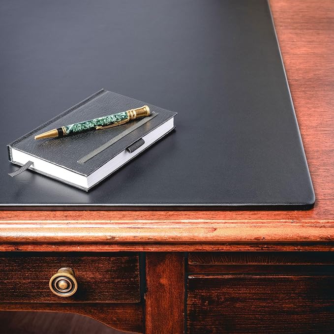 Dacasso Black Leather Desk Mat/Desk Protector/Gaming Pad/Mouse Pad/Desk Pad, 24 x 19, PR-1019