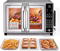 Gourmia French Door Air Fryer Toaster Oven - 6 Slice Capacity, Temperature Probe, 18 Cooking Presets, FryForce, Digital Display, 3 Rack Positions, Dishwasher-Safe Accessories, Stainless Steel