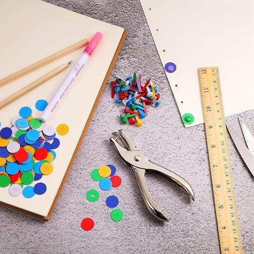 Mudder 100 Pieces Brass Paper Fasteners Paper Brads, and 300 Pieces Washers with Hole Punch for DIY Craft Scrapbooking School Supplies(3/4 Inch Long,Multicolor)