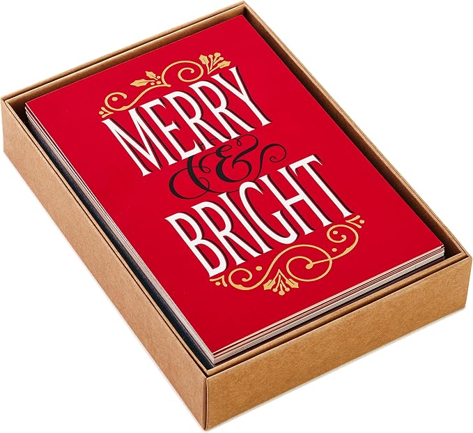 Hallmark Boxed Christmas Cards Assortment, Merriest Christmas (6 Designs, 24 Cards with Envelopes)