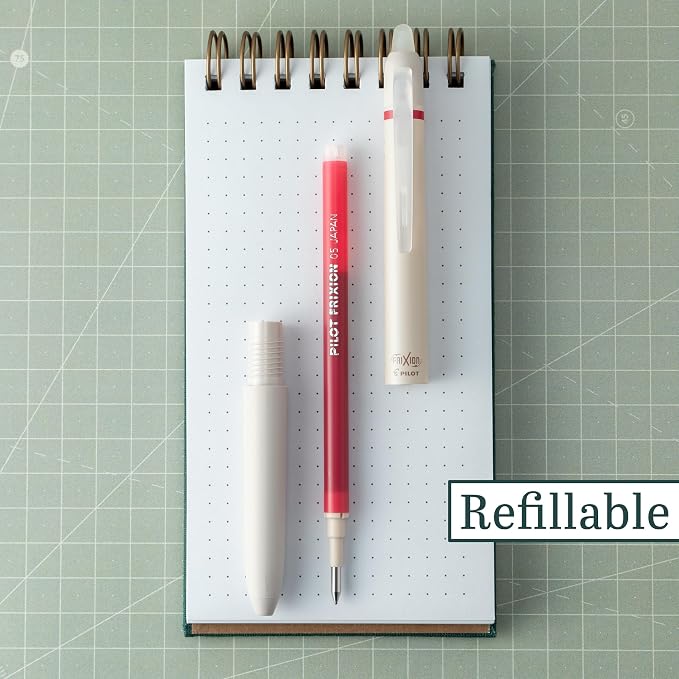 PILOT FriXion Waai Retractable & Refillable Erasable Gel Pens, Extra Fine Point 0.5 mm, Cherry Red Ink, 12 Count