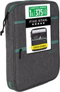 Five Star Zipper Binder, 1 Inch 3-Ring Binder with Round Rings, Carry-All with Pockets and 4-Tab Dividers, 375 Sheet Capacity, Grey/Seaglass (290920B)