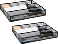 Mind Reader Drawer Organizer, Desk Org, Utensil Organizer, Office, Kitchen, Metal Mesh, Set of 2, Black