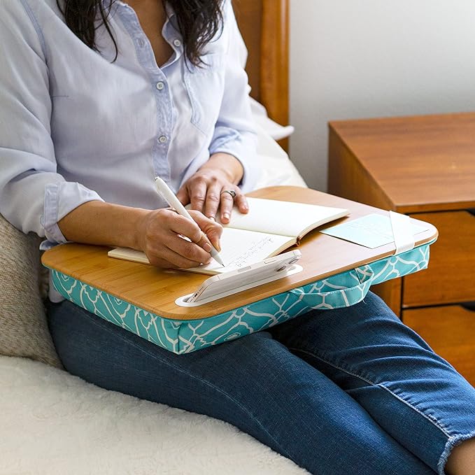 LAPGEAR Designer Lap Desk – Aqua Trellis, Fits 15.6” Laptops