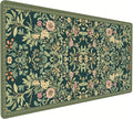 Cute Floral Aesthetic Dahlia Gaming Mouse Pad, Dark Green Rug Desk Mat with Anti-Slip Base & Stitched Edges, Office & Home Desk Decor for Women, 35.4" x 15.7" in Computer Desktop Mat