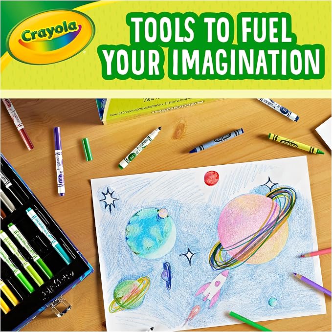 Crayola Inspiration Art Case Coloring Set, 140pc Space Theme – Art Kit for Kids, Crayons, Markers, Pencils, Gift for Boys & Girls, Ages 5, 6, 7, 8 [Amazon Exclusive]