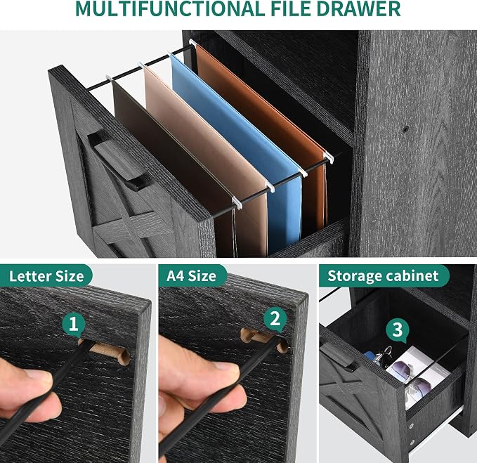 YITAHOME L Shaped Desk with Power Outlets | Computer Corner Desk, File Drawer, Monitor Stand & Storage Shelves, File Cabinet