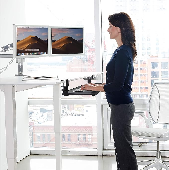 Max Smart Ergonomic Small Clamp On Keyboard Tray and Clamp on Cup Holder