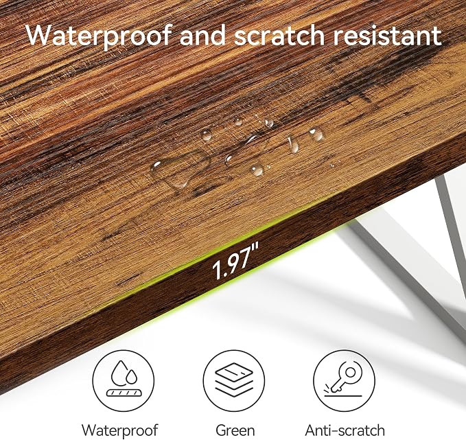 LITTLE TREE 55 Inch Large Simple Industrial Computer Desk Study Writing Table Home Office Workstation,Brown