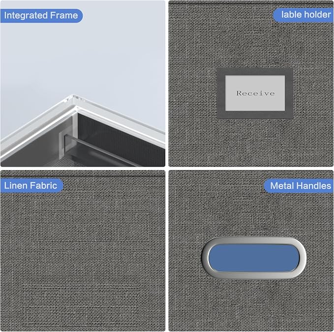 File Organizer Box - File Boxes for Hanging Files with Lid Set of 3 Decorative Hanging Folders Organizer with One-Piece Plastic Frame Slides (Grey, 13.2 * 10.1 * 10.1in(3Pack))