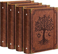 OVESMUSL 4 Pack PU Leather 3 Ring Binder, 2 Inch Brown Tree | Fits 8.5x11 letter paper, holds 500 sheets, loose leaf organizer