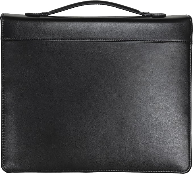 Samsill 15540 Regal Leather Padfolio Zipper 1 inch Ring Binder, Carry Handle, Interior 10.1 Inch Tablet Sleeve, Letter Size Writing Pad, Black