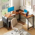 Alpen Corner Desk, 50 Inch L Shaped Gaming Desk with Storage Pocket and CPU Stand, Work Desk for Home Office, Small Corner Study Writing Table with Sturdy Metal Frame, Rustic Brown