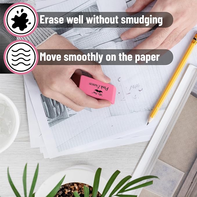 Mr. Pen- Pink Pencil Erasers Bulk, 100 Pack | Bulk Block Erasers for School, Office, Art Sketching, Homework, Exams, Clean Smudge-Free Correction