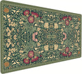 Cute Floral Aesthetic Daisy Gaming Mouse Pad, Dark Green Rug Desk Mat with Anti-Slip Base & Stitched Edges, Computer Keyboard & Laptop Pad, 35.4" x 15.7" in in Workstation Accessories