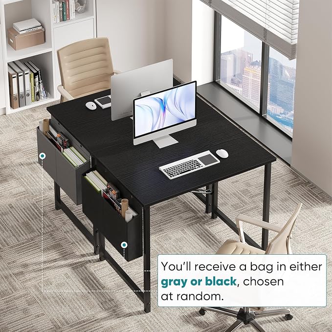 OLIXIS Small Computer Desk, 31 Inch Gaming Desks for Home Office | Writing Study Craft Work Table, Computer Workstation for Bedroom Small Spaces with Storage Bag, Black