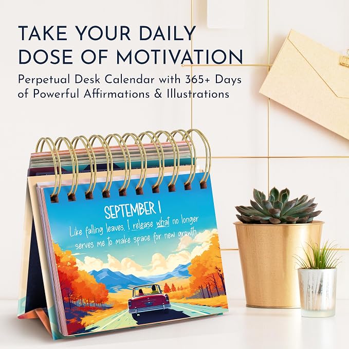 Daily Affirmations for Women, Perpetual Desk Calendar, 366 Positive Quotes | Inspirational Self Care Gifts for Women, Perpetual Flip Desk Calendar, Motivational Office Accessories, Personal Growth