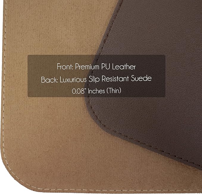 Vine Creations Leather Desk Mat 24" x 17", Desk Protector, PU Leather Desk Pad, Non Slip Small Desk Pad Mat, Desk Blotter, Desk Pads on Top of Desks, Home or Office Small Desk Mat (Dark Brown)